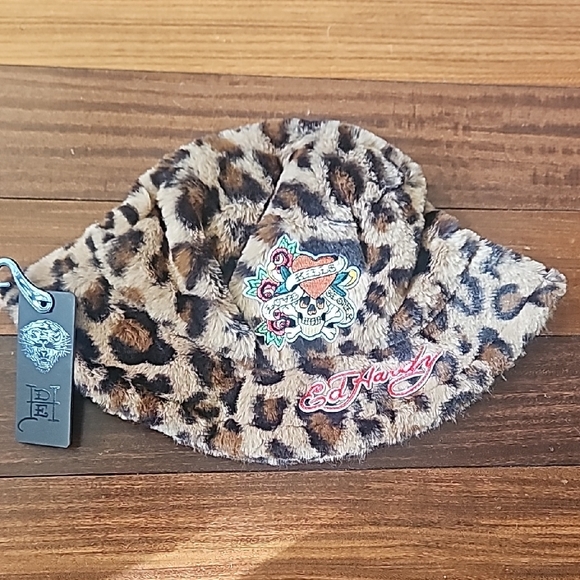 Ed Hardy Brown Leopard Hat with Red Logo - Picture 5 of 5
